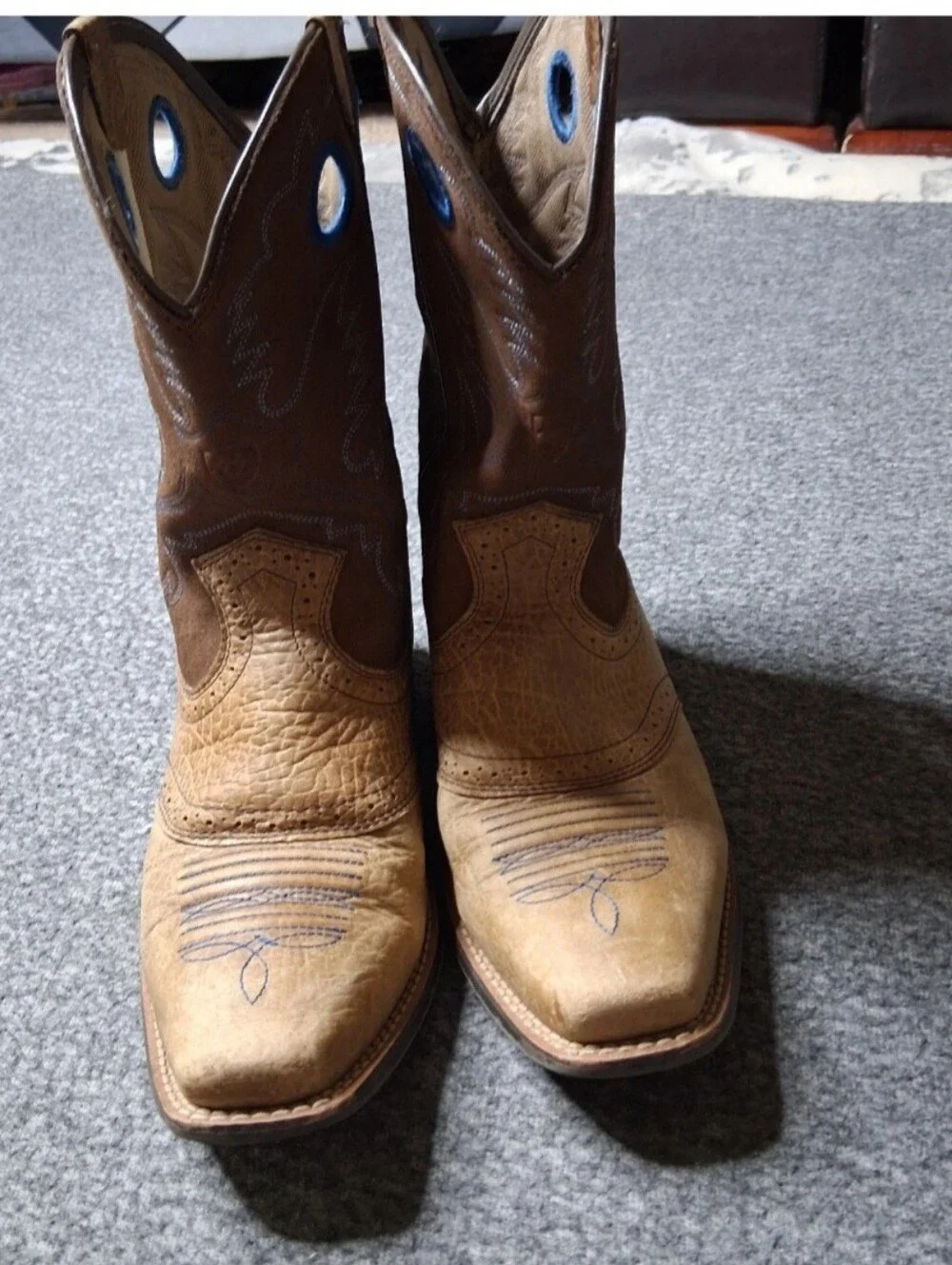 Ariat Kids Rough Stock Leather Cowboy Boots Size 6Y Square Toe Western